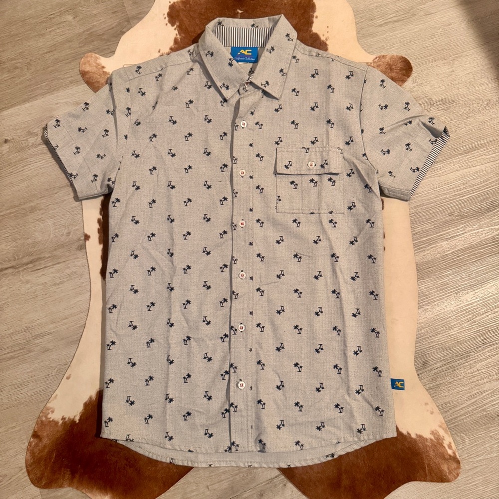 Andrew Christian Gray and Blue Casual Button Down Shirt